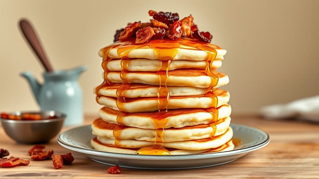 Classic Buttermilk Pancakes with bacon 