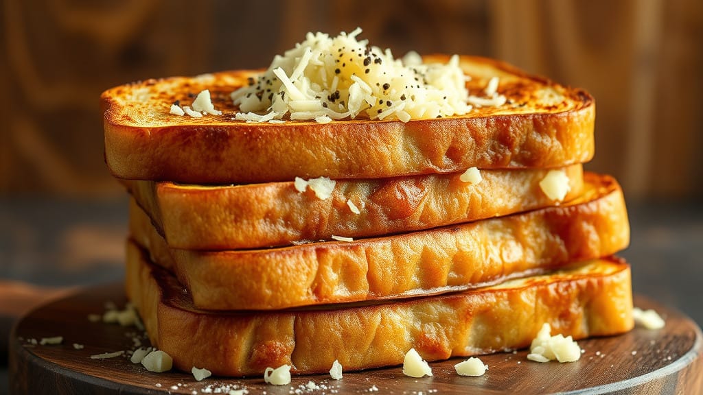 French Toast with grated cheese and black pepper