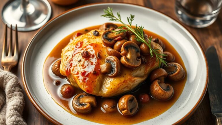 Chicken Marsala wine sauce with mushrooms