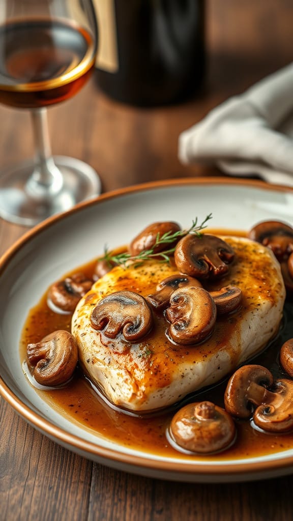 Chicken Marsala wine sauce with mushrooms