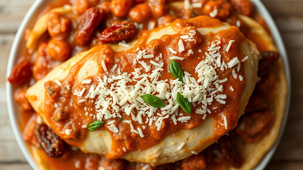 Marry Me Chicken - chicken breasts cooked in a rich and creamy sun-dried tomato sauce.