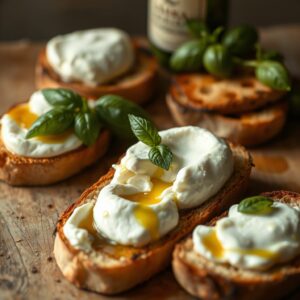 whipped burrata crostini