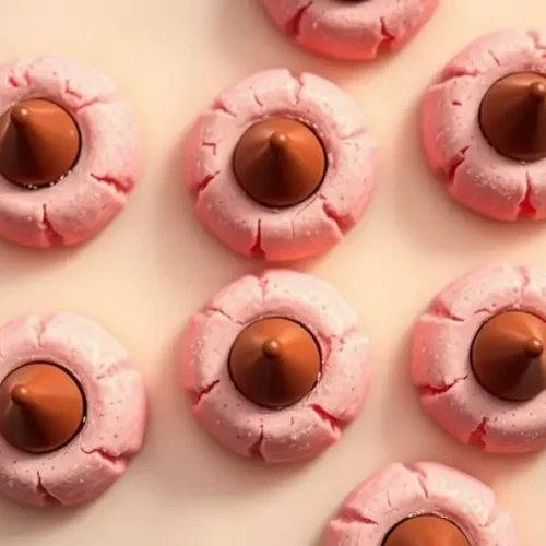 Delicious tray of Strawberry Kiss Cookies.