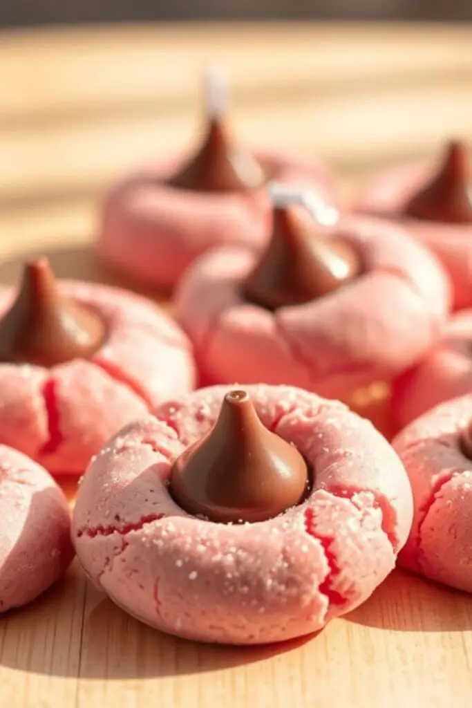 Delicious tray of Strawberry Kiss Cookies.